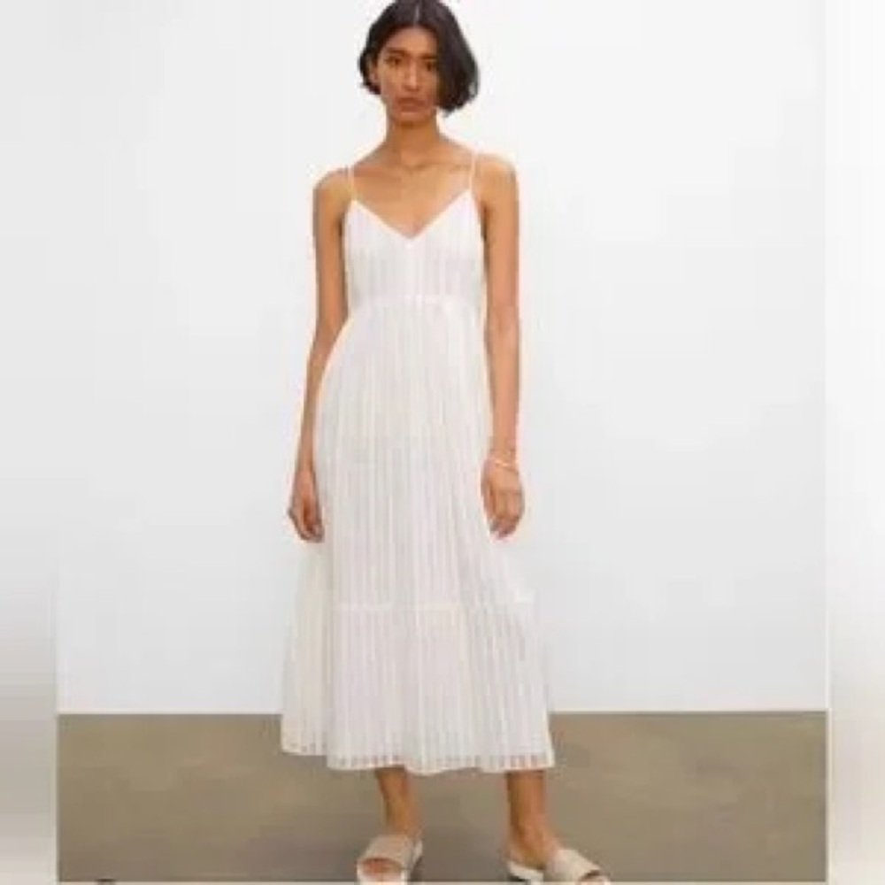 Club Monaco Cream Striped Midi Dress
